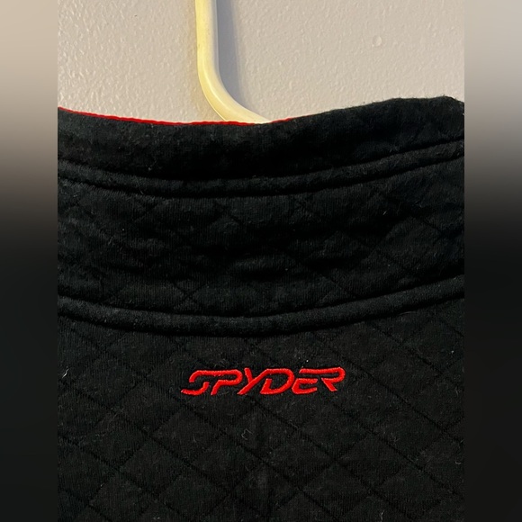 Spyder Sweatshirt Sweater Pullover Fleece Size M Black Red 1/4 Button - Picture 7 of 10